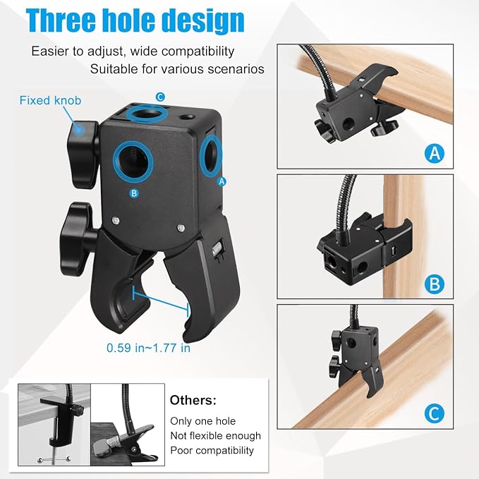 Webcam Stand, Webcam Mount Gooseneck Arm with Phone Holder Web Camera Stand Desk Mount Clip Clamp for Logitech Webcams C922 C930e C920S C920 C615 C960 C920x BRIO 4K NexiGo N60 and More - Image 3