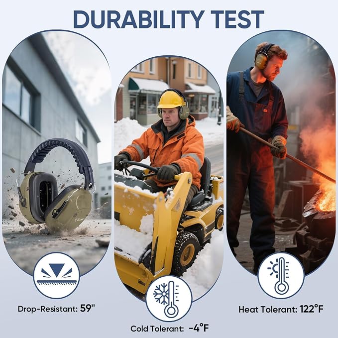 TICONN Noise Cancelling Ear Muffs for Adults, SNR 33dB Hearing Protection, Adjustable Safety Earmuffs for Construction - Image 8