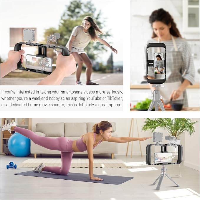 NEEWER Smartphone Video Rig, Phone Video Stabilizer Grip Vlogging Cage with Cold Shoe Tripod Mount, Phone Rig for Videomaker Film Maker Video grapher Compatible with iPhone Samsung and More, A104 | Cold Shoe, 1/4 Inch Thread, Video Recording Film Rig, ... - Image 6