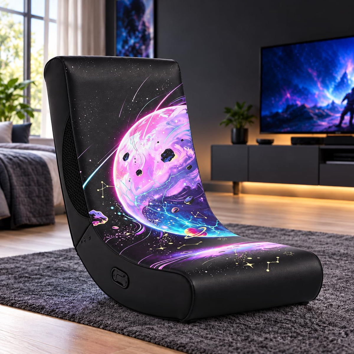Folding Rocking Gaming Floor Chair No Wheels, Video Game Rocker Chair by Kcuytro