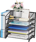 Simple Trending 5-Tier Desk File Organizer, Paper Organizer, Black | Adjustable Letter Trays, Side File Shelf, Durable Steel Mesh, Space Saving, for Home Office, 15.4"L x 9"W x 13"H by SimpleTrending
