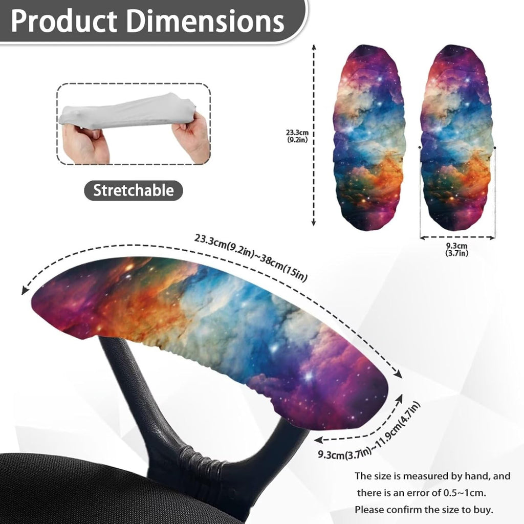 2Pcs Office Chair Arm Cover, Starry Sky Print Chair Armrest Covers, Office Seat Hand Rest Protector, Elastic Skin Friendly Computer Arm Protectors - Image 3