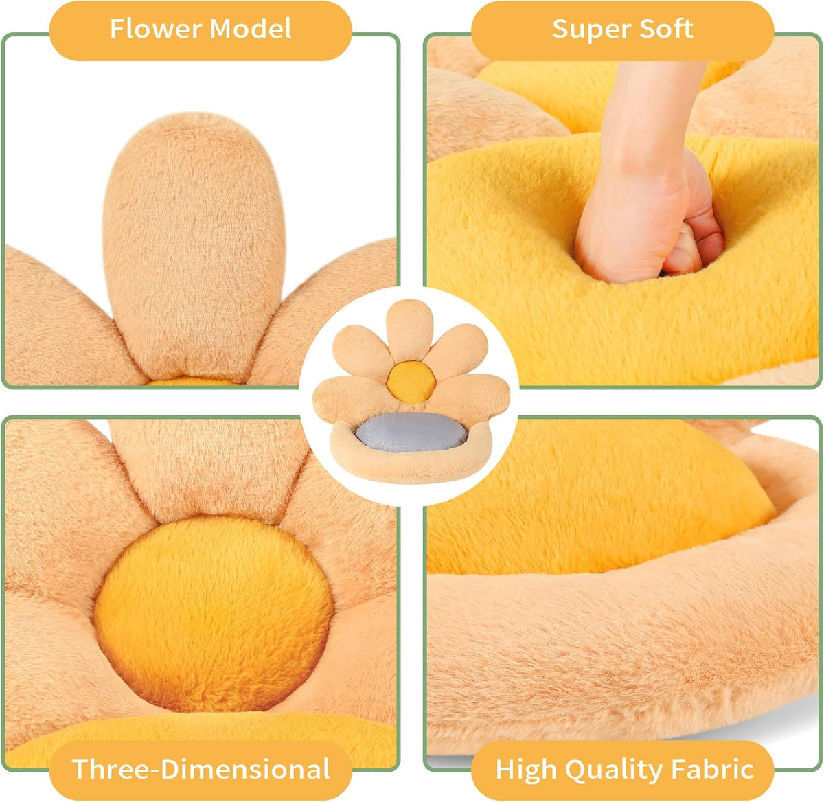 Ditucu Flower Shape Chair Pillow Cute Seat Cushion 19 inch Comfy Lazy Sofa Floor Pillows Dorm Seating for Bedroom Decor Orange - Image 4
