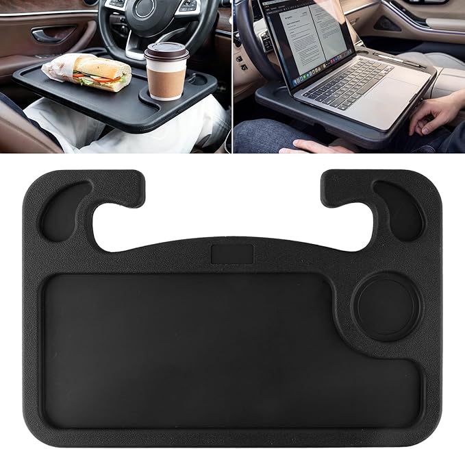 JUSTTOP Car Steering Wheel Desk for Laptop,Multipurpose Travel Car Accessories, Car Seat Stand Trays for Eating, Steering Wheel Overhead Table Console(Black) by JUSTTOP