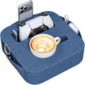 Couch Cup Holder Pillow, Couch Caddy for Drink, Snack, Phone, Remote, Game Controller, Removable and Washable Cup Cozy Pillow, Small Sofa Cup Holder Tray for Bed, Car, Desk, Sofa, Blue by Heyife
