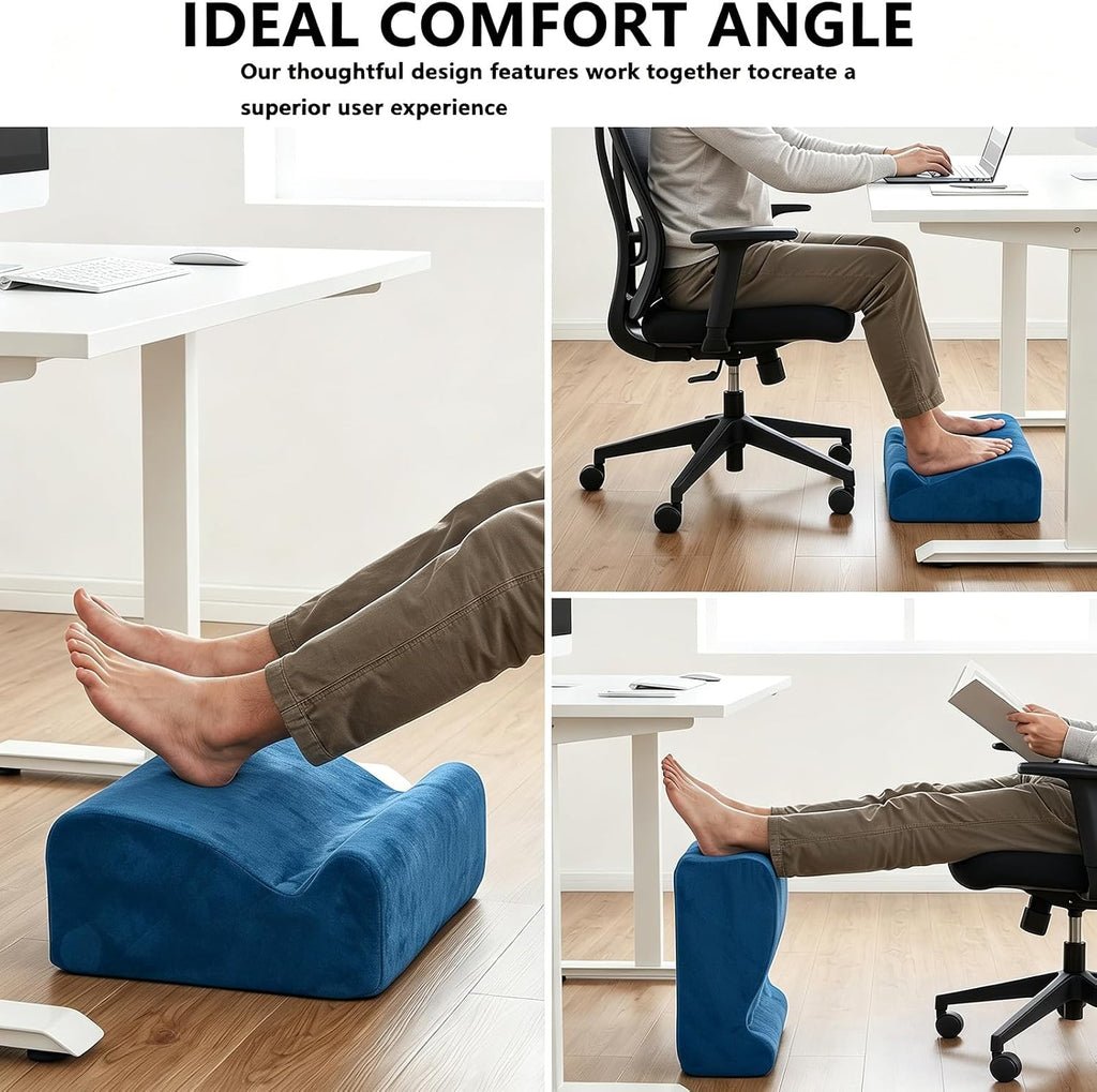 Foot Rest for Under Desk at Work, Ergonomic Footrest Multifunctional 3-Tier Foot Stool, Support Foot Pillow for Office Chair Gaming Chair Leg Elevation Pillow (Blue, One Size) - Image 5