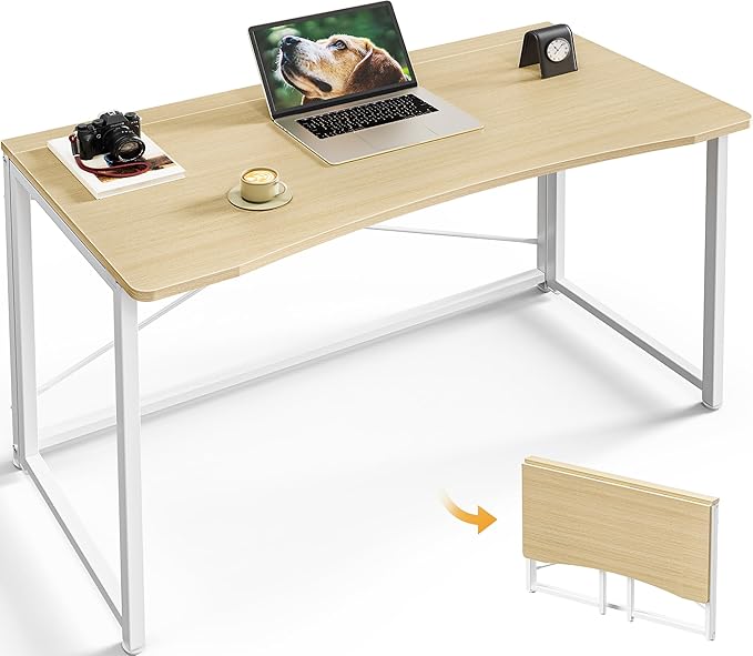 Huuger Folding Desk for Small Spaces, 39.4 Inch Foldable Computer Table | Easy Assembly, Small Writing Work Office Computer Desk, for Home Office, Study, Bedroom, Dorm, Space Saving, Oak by Huuger