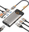 NOVOO USB C Hub Ethernet 4K@60 USB C HDMI Adapter Multiport Type C Adapter, 100W PD, 5Gbps USB-A/C Data Ports Docking Station Compatible for MacBook/iPhone/Dell/HP/Surface by NOVOO