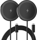 15W Wireless Charger for Apple MagSafe Charger, Magnetic Fast Charging Pad | Compatible for iPhone 17 16 15 14 13 12 Pro Max, AirPods-Slim Portable for Desk Bedside and Travel - 2 Pack, Black by SMILESTATION