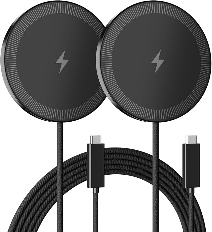 15W Wireless Charger for Apple MagSafe Charger, Magnetic Fast Charging Pad | Compatible for iPhone 17 16 15 14 13 12 Pro Max, AirPods-Slim Portable for Desk Bedside and Travel - 2 Pack, Black by SMILESTATION