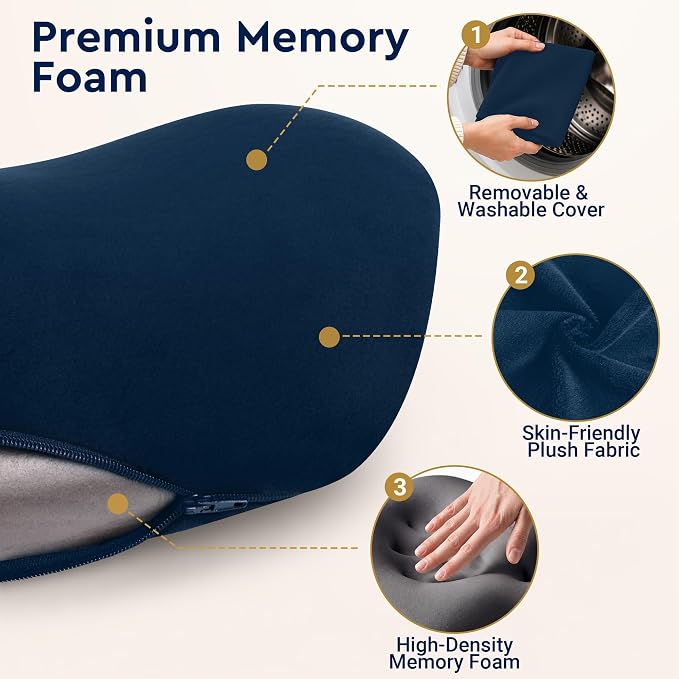 Lumbar Support Pillow for Office Chair, Lower Back Pillow with Strap, Blue | Saty in Place, Soft Plush Cover, Memory Foam Core, Erogonimic for Long-Sitting Comfort, Ideal for Car Seat & Most Chairs - Image 5