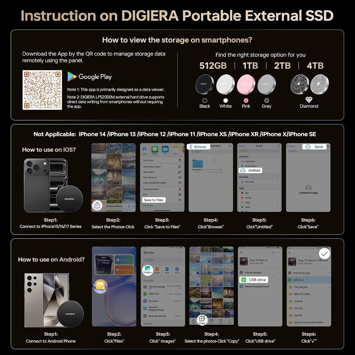 DIGIERA 4TB Magnetic Portable SSD, External Solid State Drives with USB-C 3.2 Gen 2x2, Speed Up to 2000MB/s, Compact & Durable, Compatible with iPhone 15/16/17 Series and Other USB-C Devices, Black - Image 11