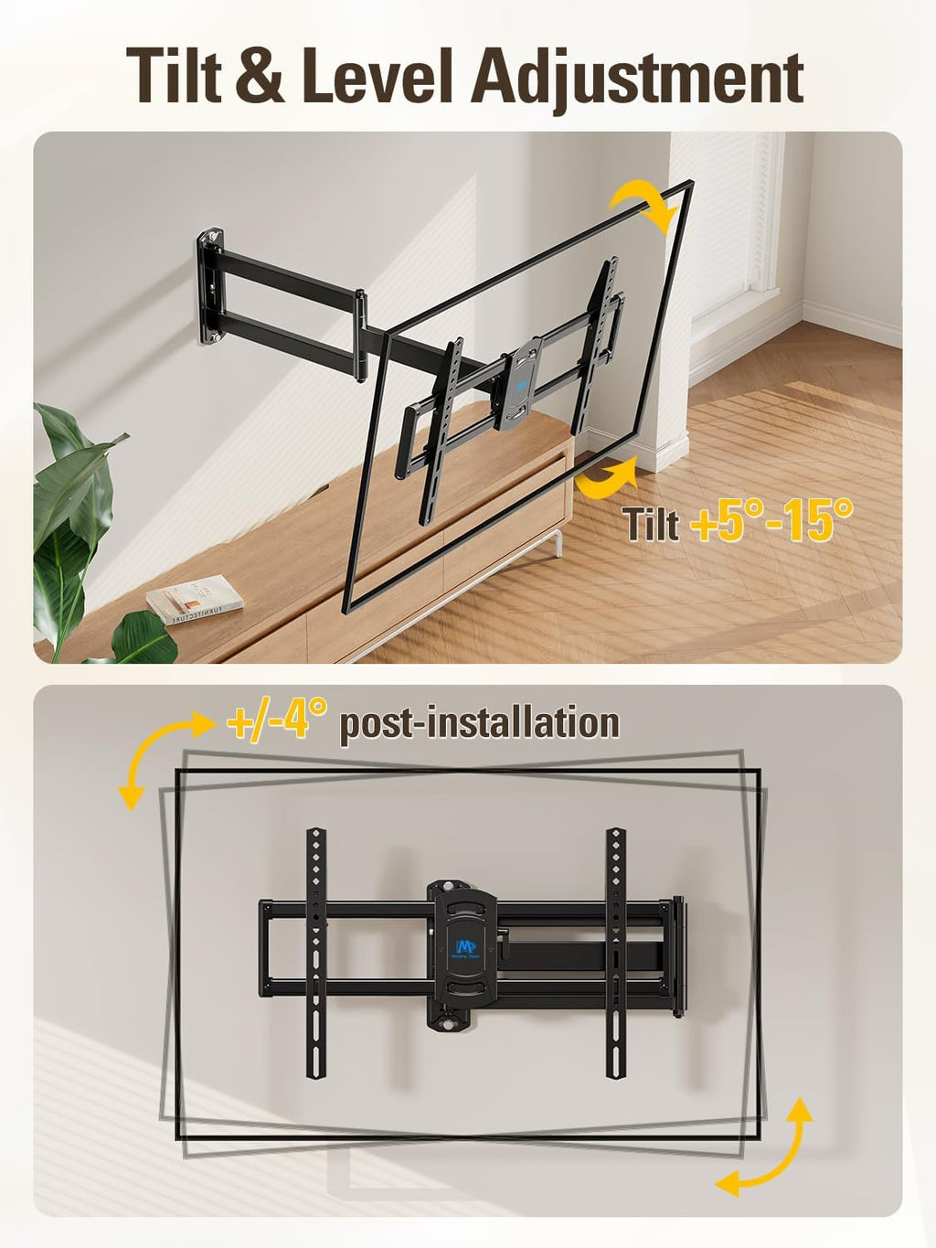 Mounting Dream Corner TV Wall Mount Long Arm Swivel for 37-55-65-75 Inch TV - Image 7