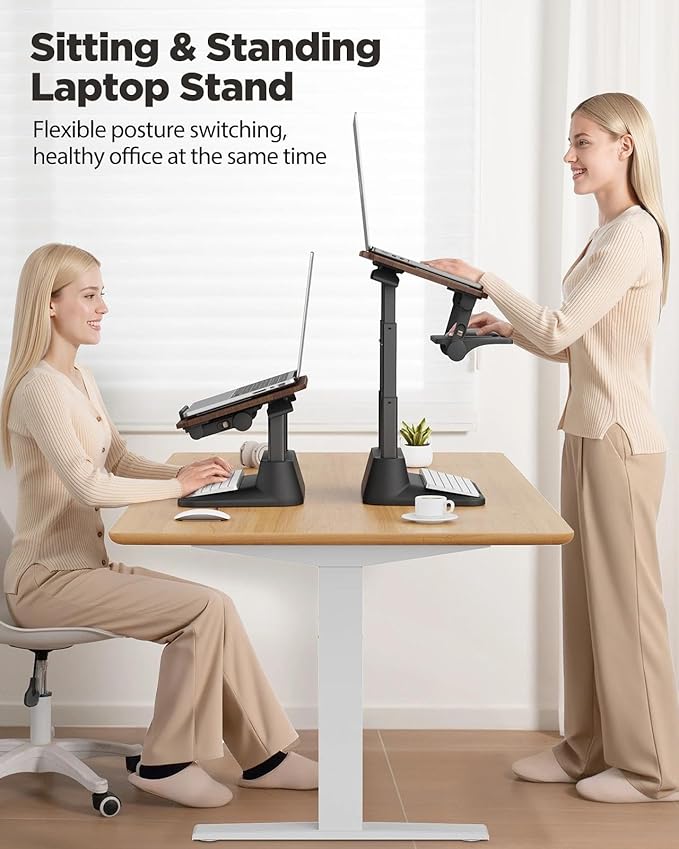 SAIJI Laptop Stand for Desk, Adjustable Standing Desk Riser Up to 20.5" | Stable Laptop Riser with Foldable Mouse Pad, Standing Laptop Stand,Adjustabl Height Up to 20.47", Fit All Laptops Under 17.3" - Image 3