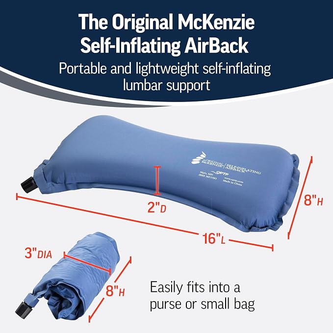 OPTP The Original McKenzie Self-Inflating AirBack Travel Lumbar Support | Self-inflating lumbar support pillow, adjust to any seat - car, plane, bleachers - folds easily to fit in a bag or purse - Image 3