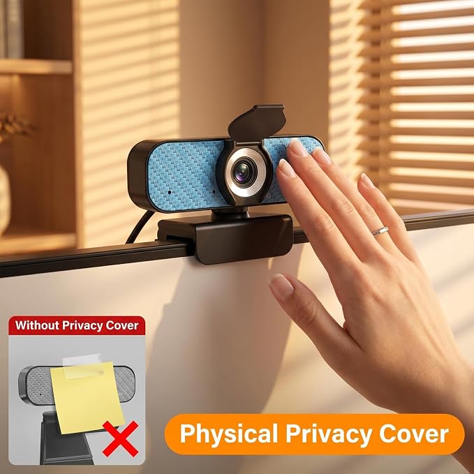 1080P Webcam for PC – Complete Your Setup, Built for Every Need | Plug and Play in Seconds, Crystal Clear Video, Noise-Canceling Mic, Works on Any Platform, Privacy Cover, Clip & 5ft Cable - Image 7