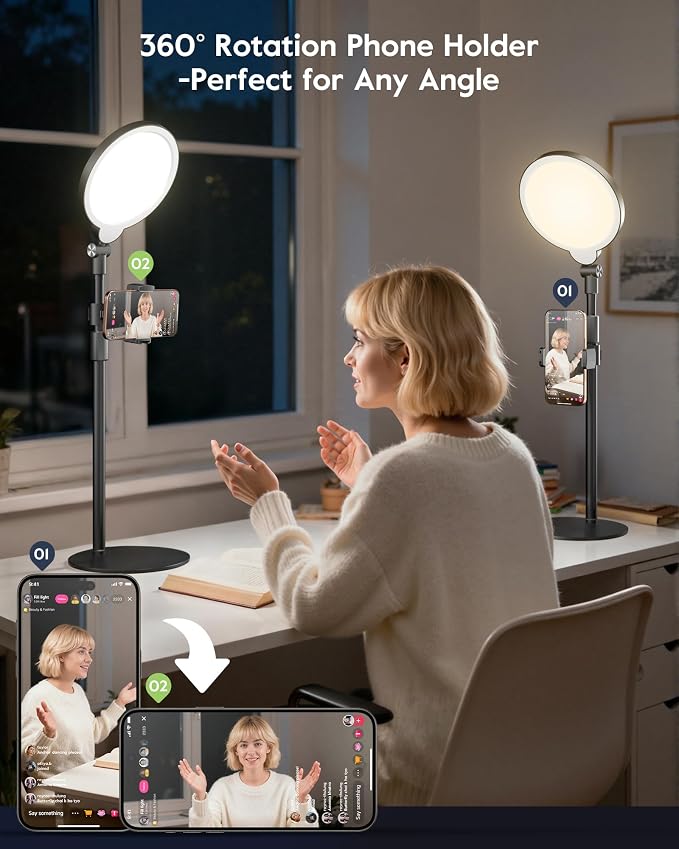 Desk Ring Light with Stand for Computer, 30 Modes Video Conference Lighting | Adjustable Desk Light for Video Recording, Zoom Lighting for Computer, Webcam, Podcast, Calls, Home Office, CRI 97.8 - Image 7