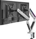 AVLT Dual 27”-43” RGB Gaming Monitor Arm Desk Mount - White | Built-in 20 Lighting Modes Touch Button Control Fits Flat/Curved/Ultrawide Screen Height Swivel Tilt Rotation Adjustable by AVLT-USA