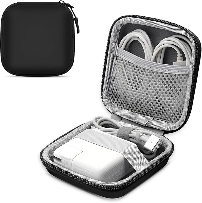Case Cover for MacBook Charger Organizer, Portable Travel Storage Bag for Apple Laptop Power Adapter, Cables, Mouse, Earbuds – Shockproof & Compact Carrying Pouch, Black by Unknown