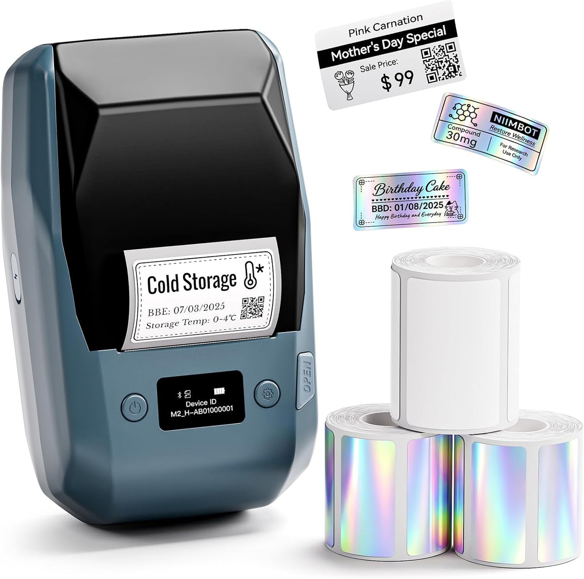 NIIMBOT M2 Label Maker with Tape 3 Rolls，2inch Thermal Transfer Label Maker by NIIMBOT