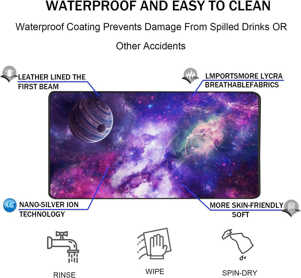 Large Extended Gaming Mouse Pad, Long Mouse Pads, Extra Large Big Mouse Pad with Stitched Edge, XXL Non-Slip Computer Computer Keyboard Mat for Gamer/Desktop/Office/Home, Galaxy - Image 4