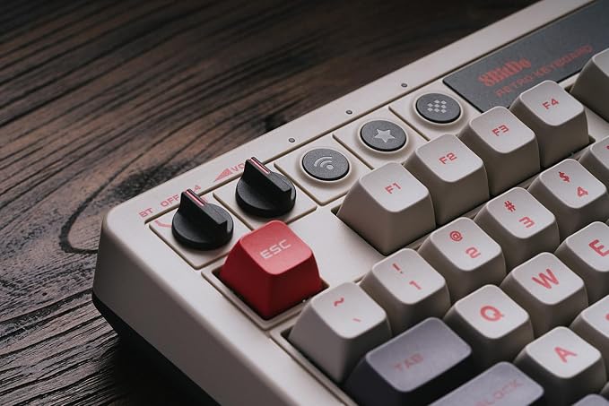 8Bitdo Retro Mechanical Keyboard, Bluetooth/2.4G/USB-C Hot Swappable Gaming Keyboard with 87 Keys, Dual Super Programmable Buttons for Windows and Android - N Edition - Image 7