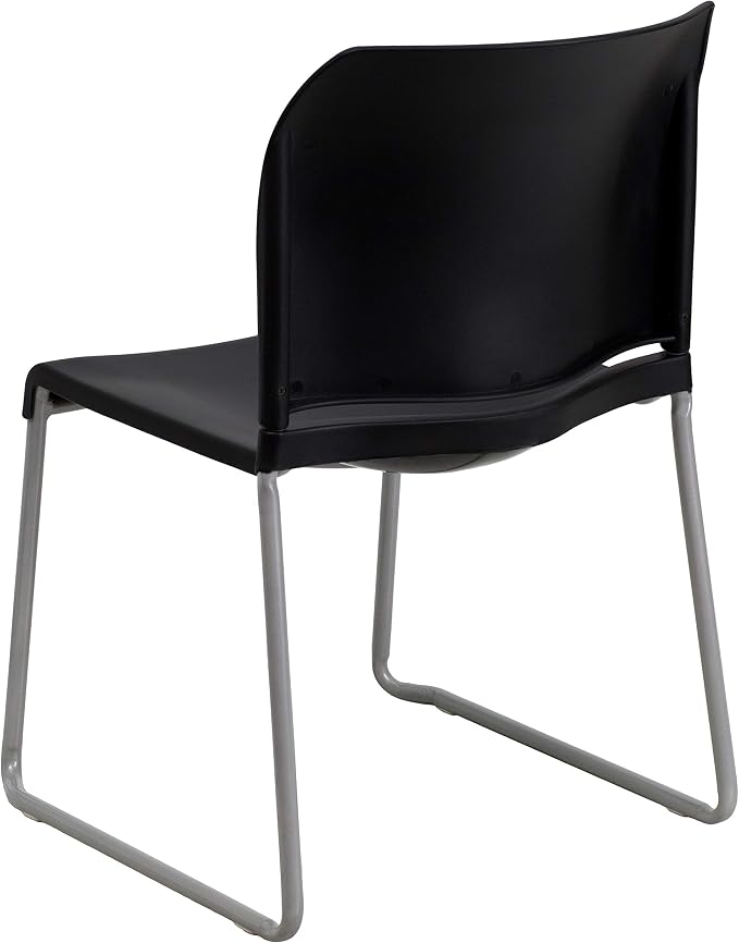 Flash Furniture Hercules Series Contoured Stacking Chairs for Waiting Rooms and Offices, Ergonomic Lobby Chairs with Curved Back, Set of 5, Black | Sled Base, Powder Coated, Contoured, 880 LBS. Weight Capacity - Image 11