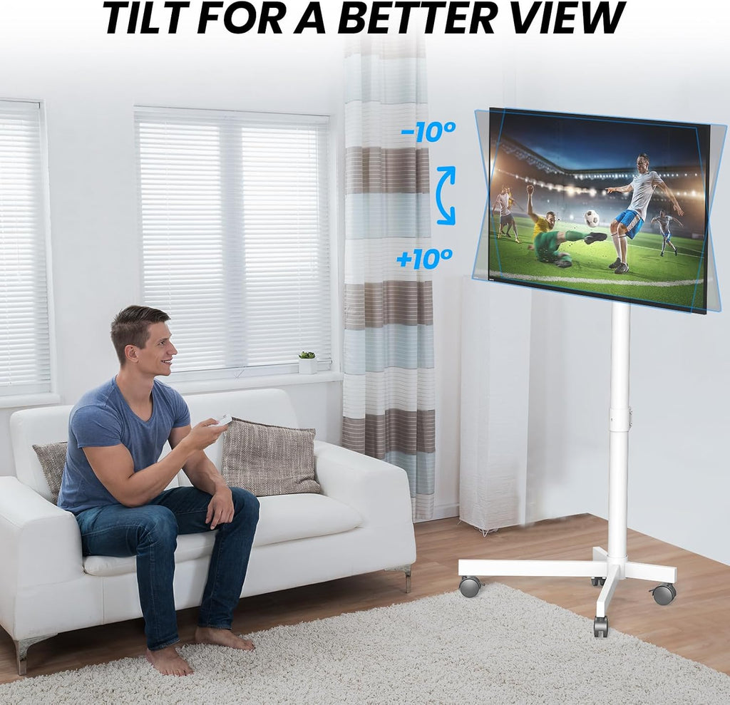 Mobile TV Cart, Rolling TV Stand with Locking Wheels for 20-60 Inch, White - Image 6