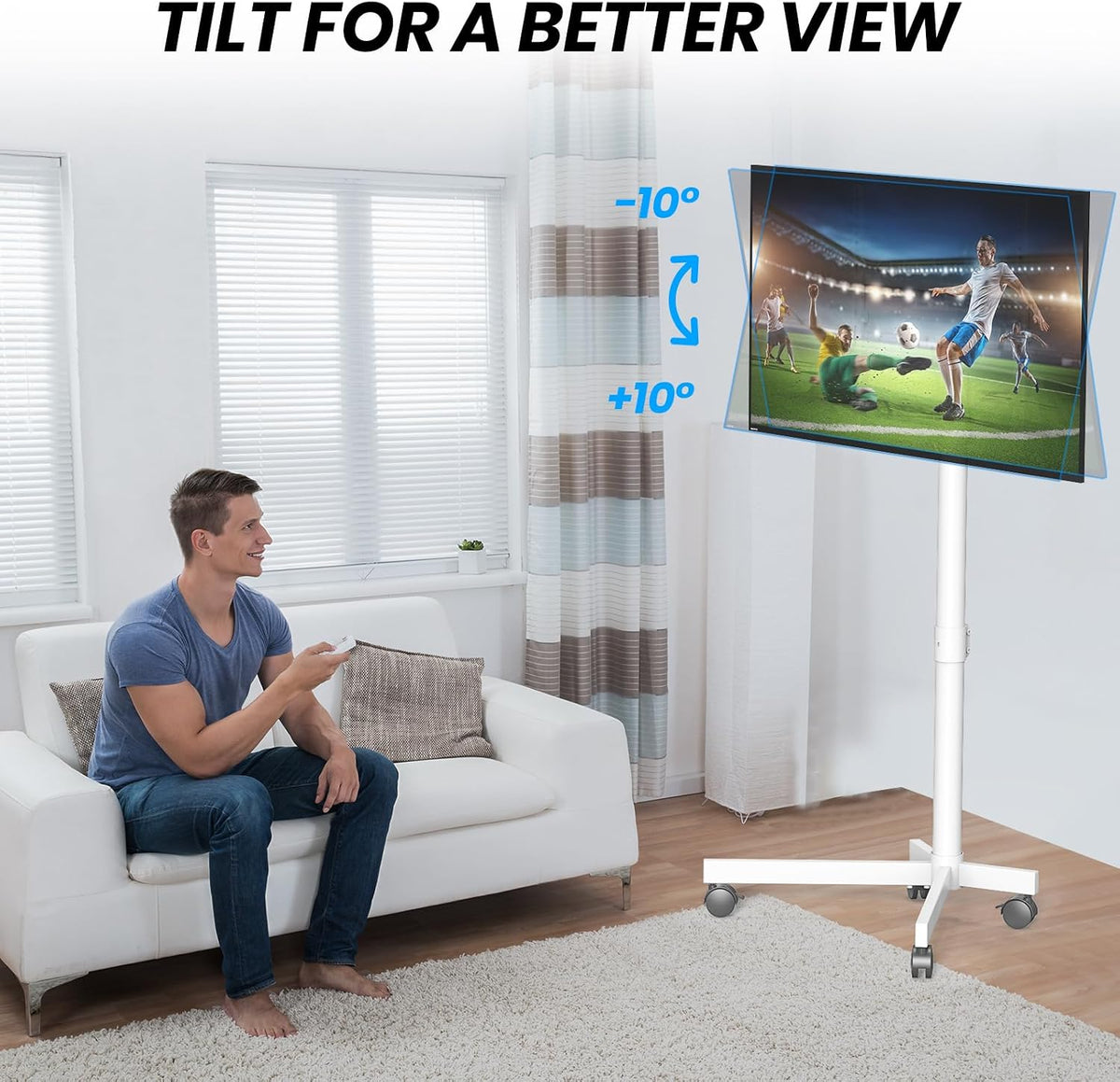 Mobile TV Cart, Rolling TV Stand with Locking Wheels for 20-60 Inch, White - Image 6