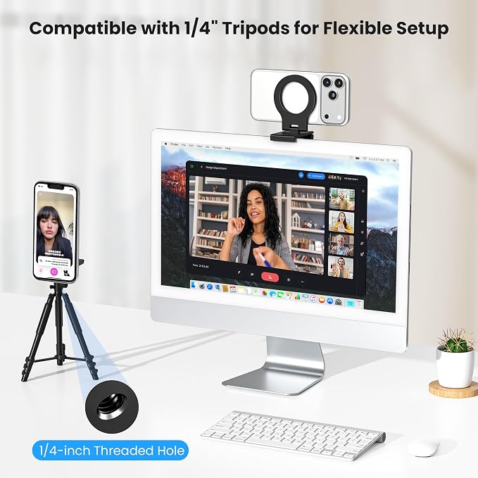 Itramax Continuity Camera Mount for iMac,Magnetic iPhone Monitor Holder | Computer PC Screen Cell Phone Webcam Holder,for MagSafe iPhone 17 16 15 14 13 12 11 XR XS,Apple TV 4K,Studio Display,Black - Image 6