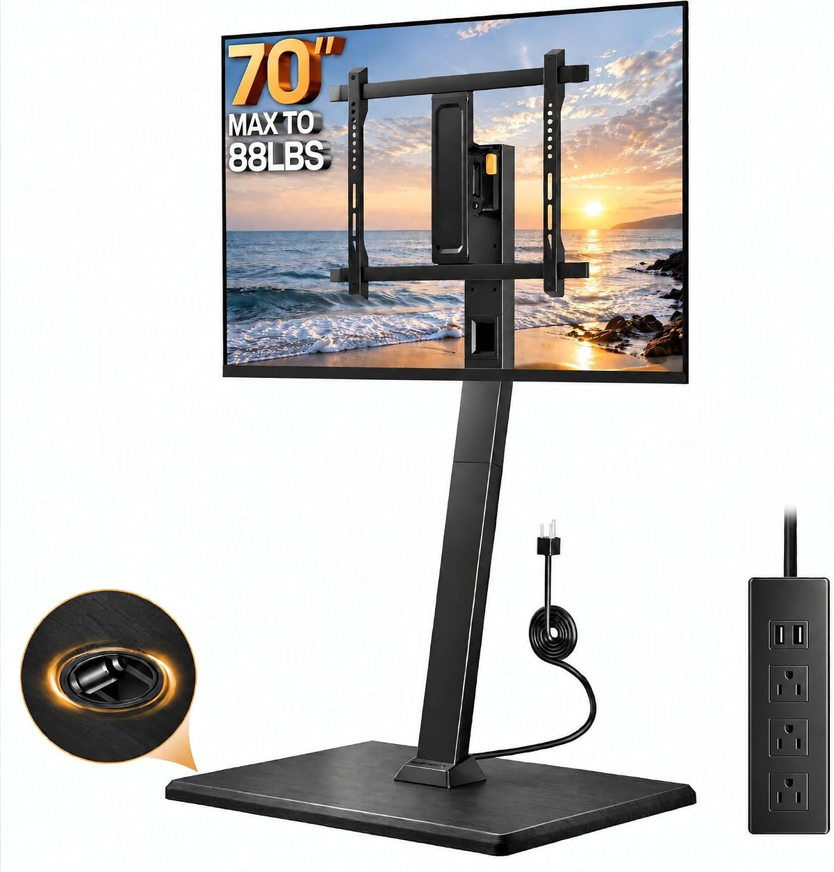 Perlegear Rolling TV Stand with Power Outlet for 32–70 inch TVs by Perlegear