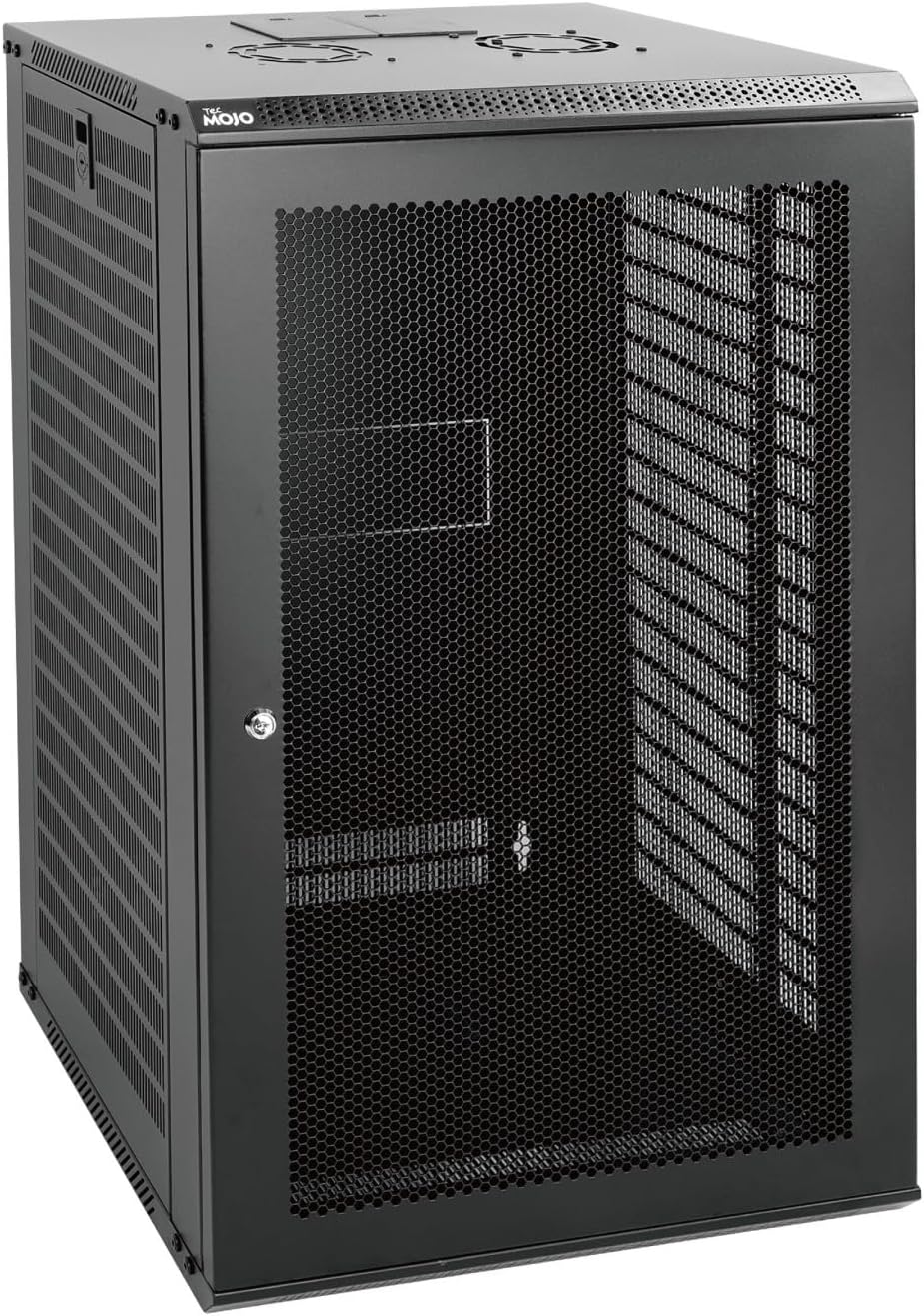 Tecmojo 18U Wall Mount Rack Network Cabinet for 19" IT Equipment,with Lockable Mesh Door and Side Panels,Cooling Fan,Black,17.7inch Depth for AV/Computer/Electronics Equipment Data Rack by Tecmojo