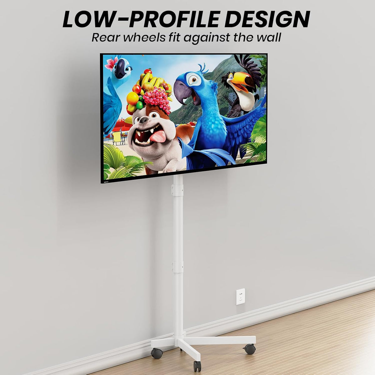 Mobile TV Cart, Rolling TV Stand with Locking Wheels for 20-60 Inch, White - Image 5