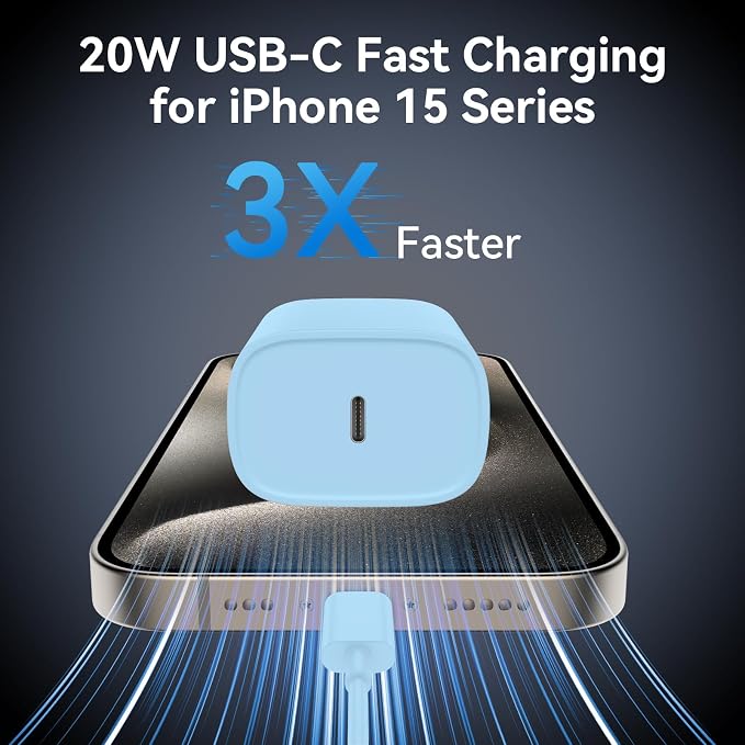 iPhone 17 16 15 Pro Max Charger Fast Charging, 6 FT iPhone 17 Charging Cable Long USB C Cord with 20W PD Fast iPhone 17 Pro Max Chargers Block for iPhone 17/17 Pro Max/17 Air/iPhone 16/15 Series, iPad - Image 2