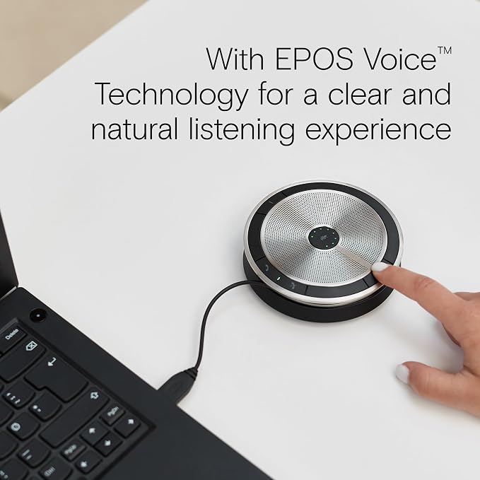 Sennheiser Enterprise Solution SP 20 ML 506050 Sound-Enhanced, User Friendly Mobile Speaker Phone For Desk Mobile Phone Softphone PC Connection Skype for Business Certified, Silver, EXPAND SP 20 - Image 6