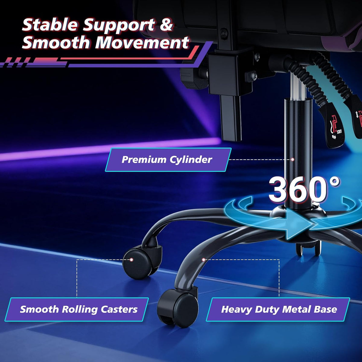 Magshion Video Gaming Computer Chair with Footrest, Purple - Image 8