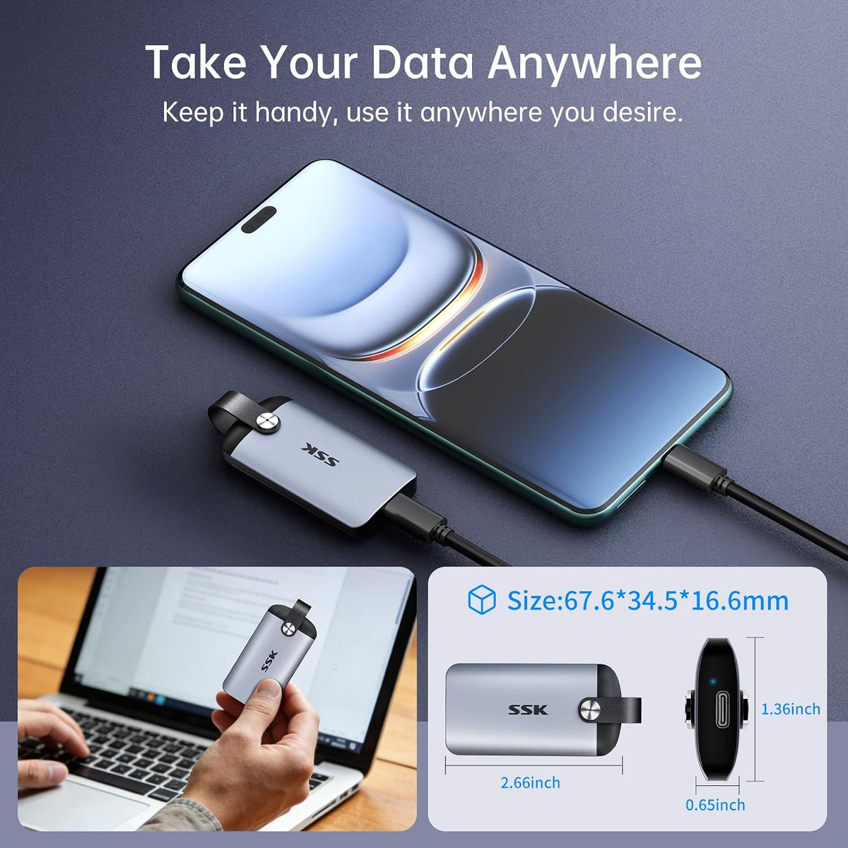 SSK External SSD Hard Drive 2TB up to 2000MB/s External Solid State Drive - Image 5