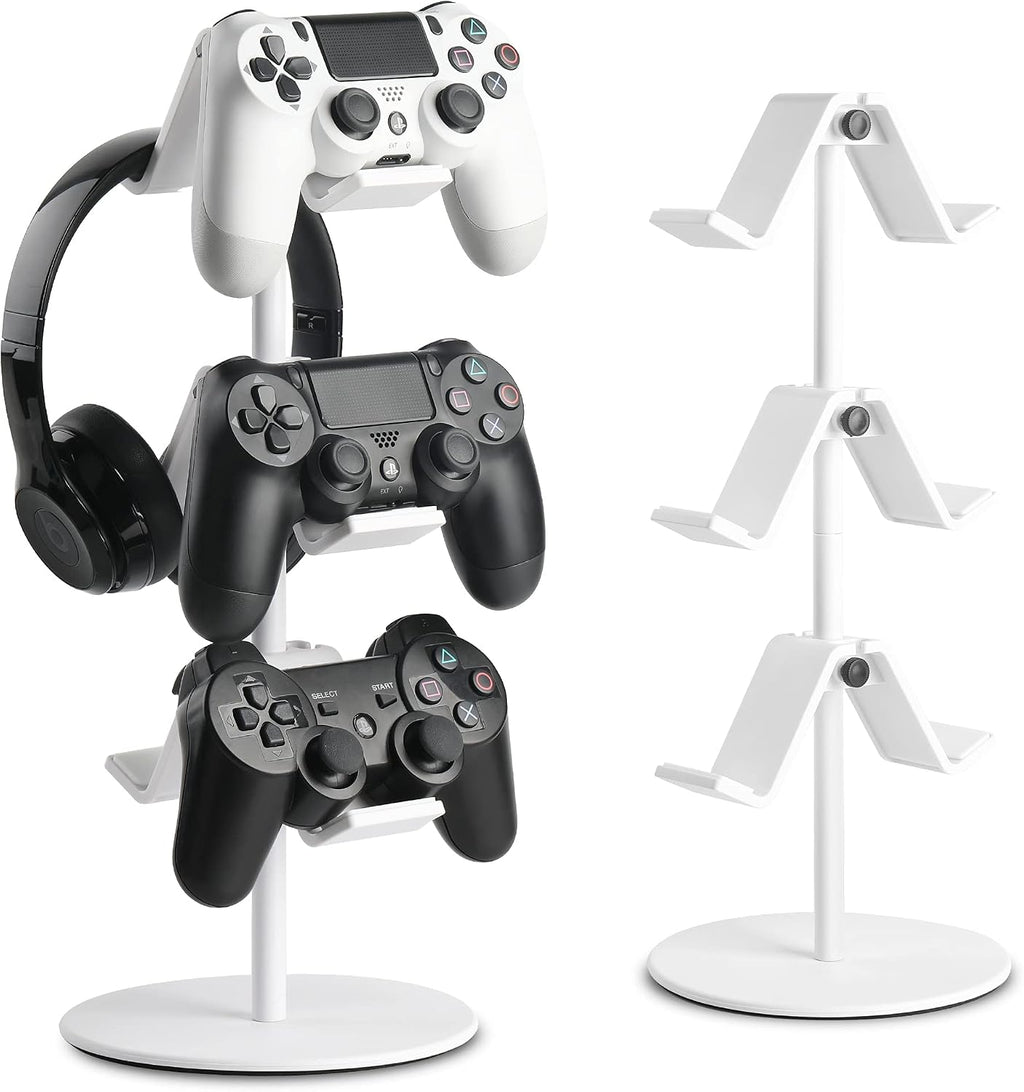 Controller Holder White, Headset Holder,Great 3 Tier Controller Headphone Organizer for All Headsets Xbox ONE 360 Switch PS4 PS5 (Elegant White) by KELJUN