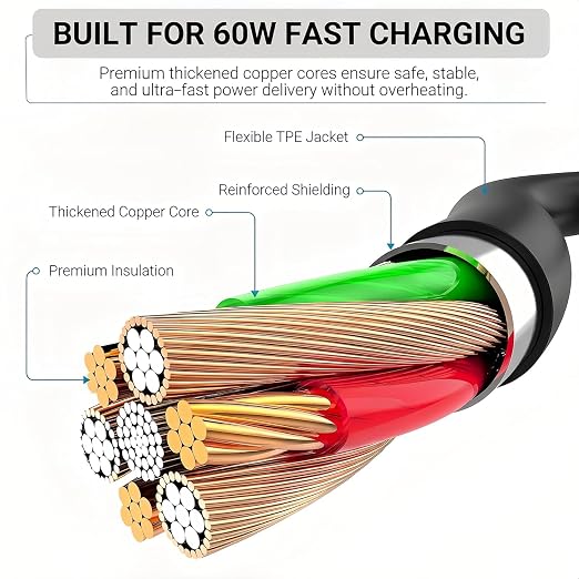 3-Pack USB C to USB C Fast Charging Cable for Samsung Charger Cord | Type C to C Charging Cord, (100W 10ft/5A, 60W 3ft/6ft), Compatible with Samsung Galaxy S26,S25, S24, S23,iPhone 17/16/15 - Image 6