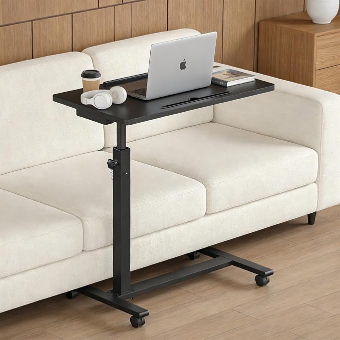 Eocnrhe Adjustable Overbed Bedside Table, Hospital Bed Table with Wheels, Portable Rolling Desk, Mobile Small Standing Desk, Rolling Laptop Stand, Computer Cart - Image 8