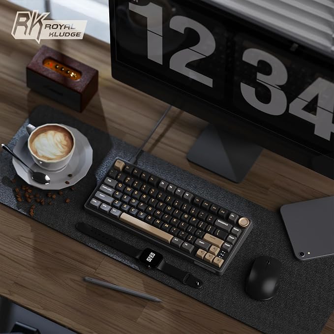 RK ROYAL KLUDGE R75 Wired Mechanical Keyboard with Volume Knob, 75% Mechanical Gaming Keyboard Gasket Mount, Hot Swappable Silver Switch, MDA Profile PBT Keycaps, Creamy Keyboards, Black - Image 9