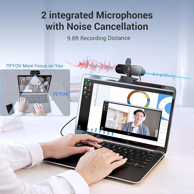 N newline 4K Webcam for PC with PDAF Autofocus, Privacy Cover, Dual Microphones, 4K@30FPS & 1080P@60FPS, Auto Light Correction, Plug & Play USB Camera for Laptop, Mac & Desktop, Streaming - Image 5