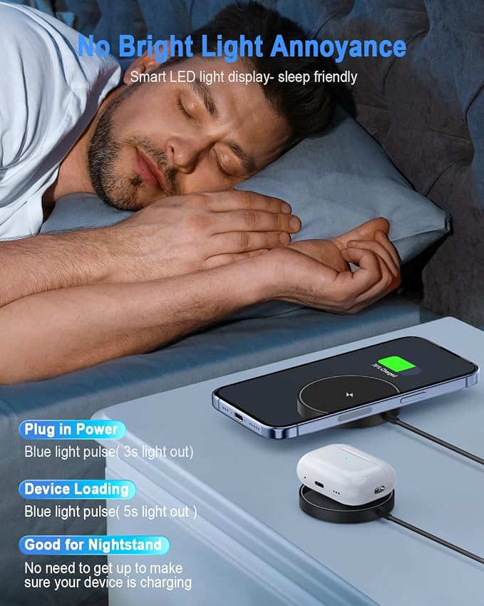 Magnetic Wireless Charger Mag Safe Charging Pad for iPhone 17/16/15/14/13 | 20W Type-C Adapter, Fast LED Charging for iPhone 17/17 Pro Max/16/15/15 Plus/14/13/12, Lightweight for Travel Bedside Desk - Image 7