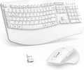 Wireless Keyboard and Mouse Combo, 2.4G Ergonomic Wave Keys(White) | Full Size Wave Keyboard with Wrist Rest, 3-Level DPI Adjustable Ergonomic Mouse for Windows and Mac OS Desktop/Laptop/PC by Unknown