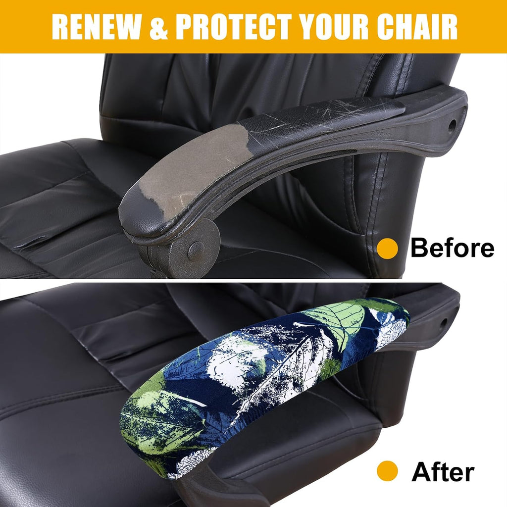 Smiry Stretch Printed Office Chair Armrest Covers, 2 Pcs, Deep Green - Image 5