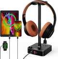 Headphone Stand with Charger for Desk, Gifts for Gamers Men, Black by cozoo