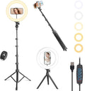 UEGOGO 10'' Ring Light with 72'' Tripod Stand, Dimmable LED Ringlight for Live Stream, Photography, Makeup, Video Recording by UEGOGO