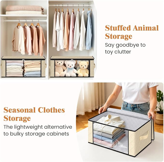Fab totes 35L Closet Organizers, Foldable Under Bed Storage Containers | Storage Bags with Zippers,Window and Handles for Organizing Bedroom, Closet, Clothing,Organization with Handle - Image 4
