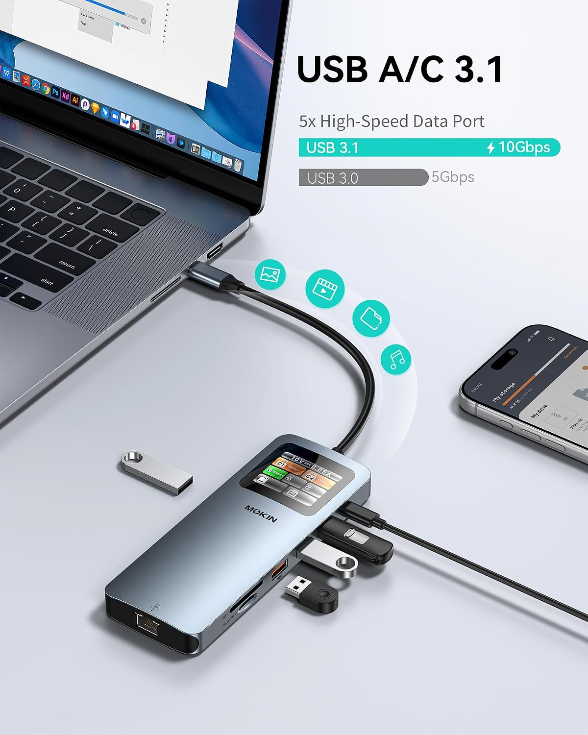 MOKiN LCD USB C Docking Station Dual Monitor,Laptop Docking Station 2 HDMI - Image 5
