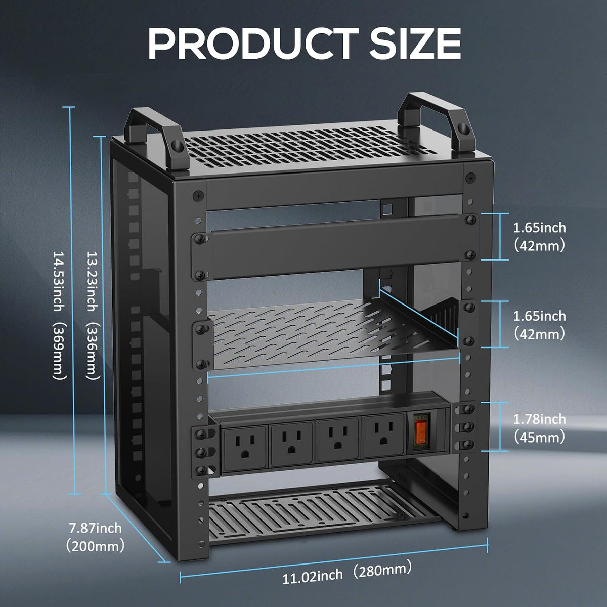 10Inch Mini Server Rack,6U Network Rack with Rack PDU Power - Image 2